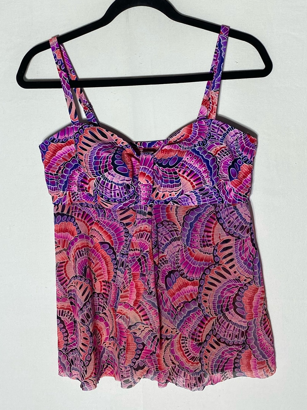 5/$25 Krista Pink Purple Printed Tankini Top Bikini Top Swim Top L